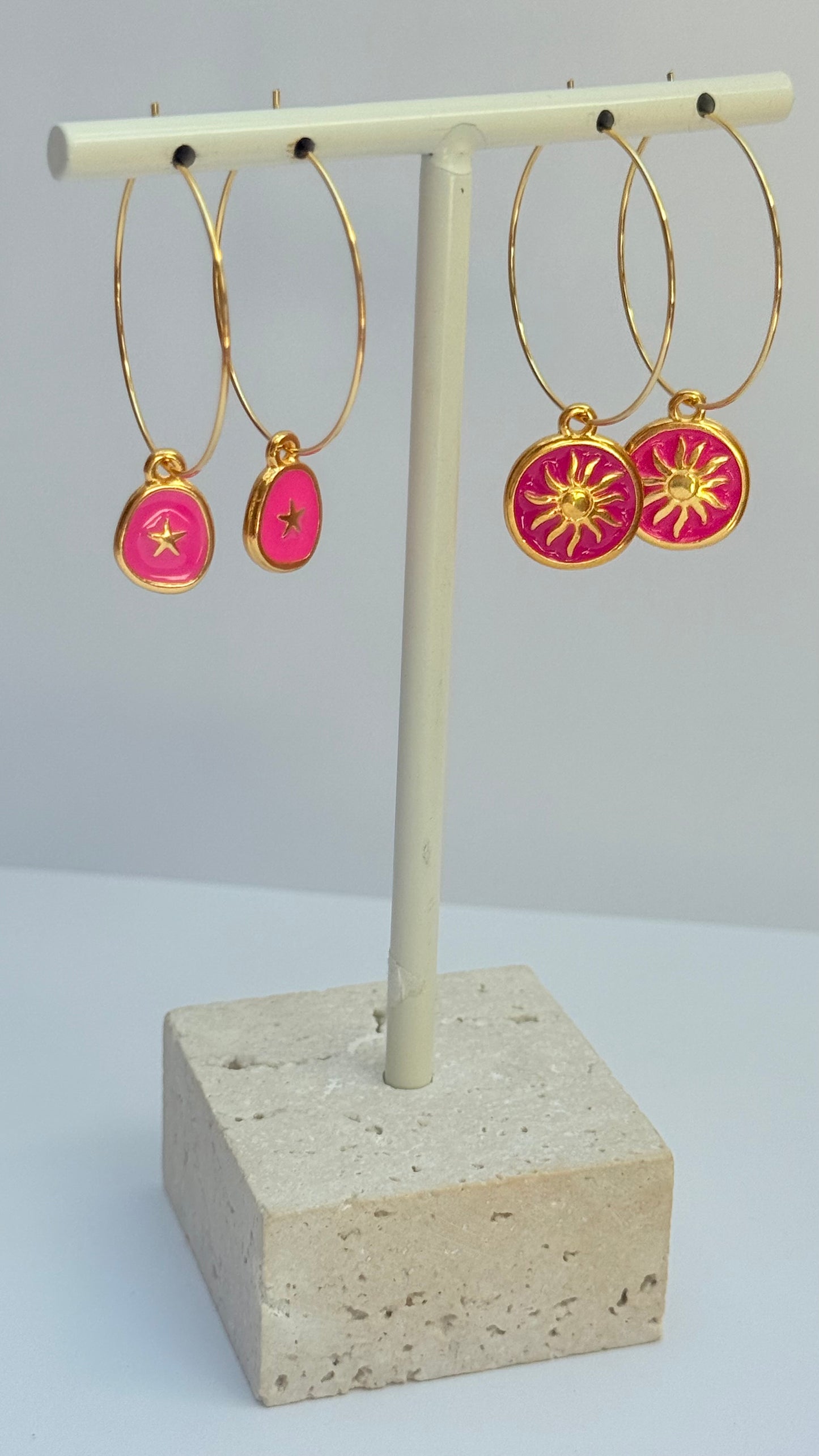 Pink sunshine hoop Earrings