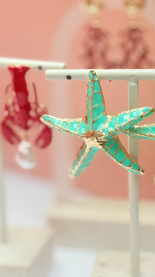 Large turquoise starfish earrings