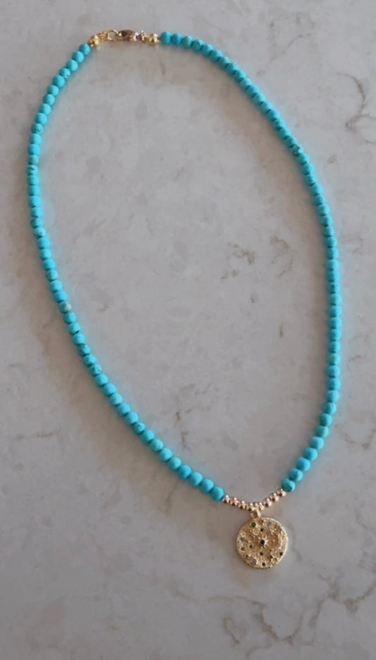 Turquoise celestial charm necklace