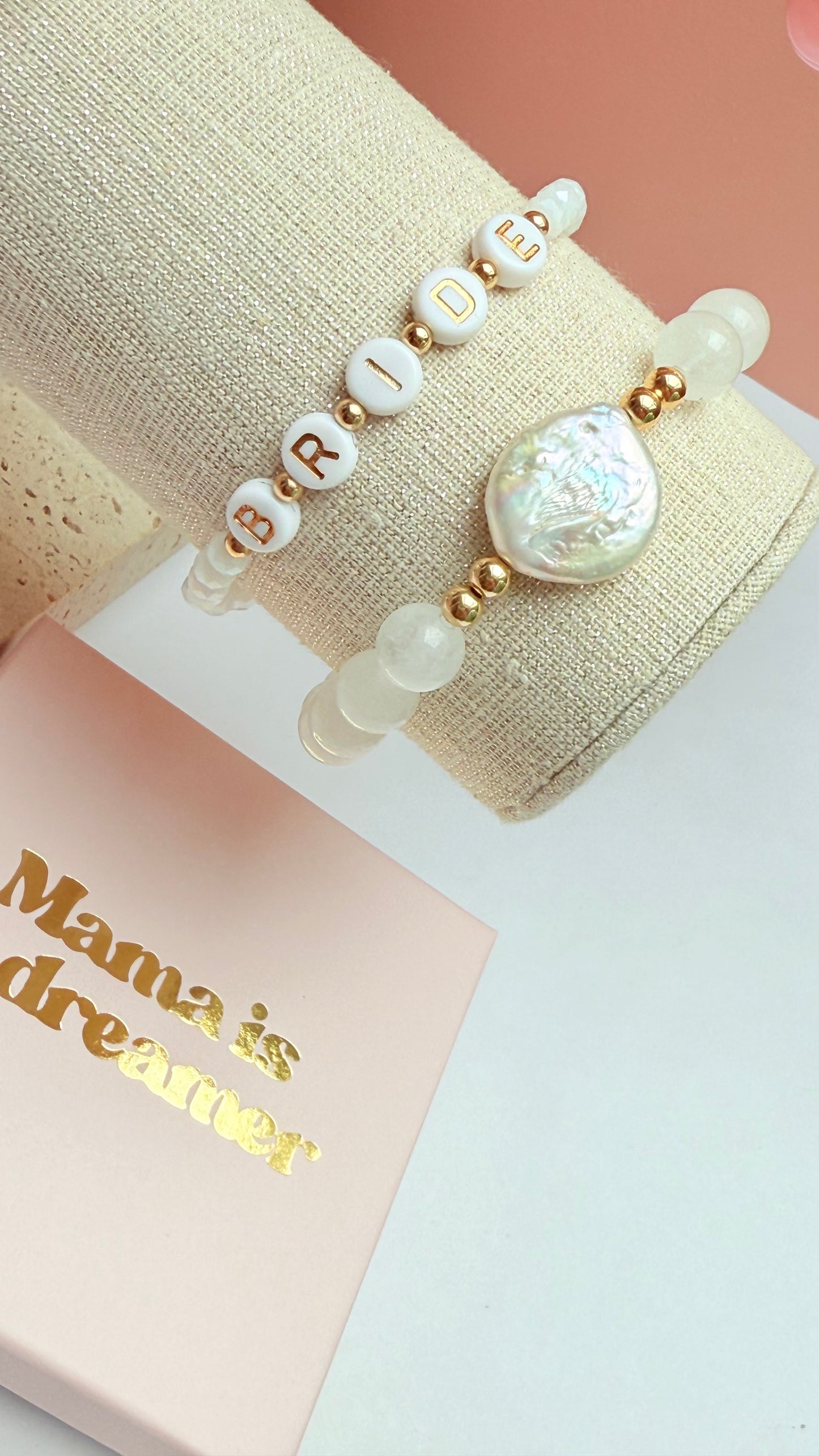 Clear Quartz bracelet with pearl centre bead