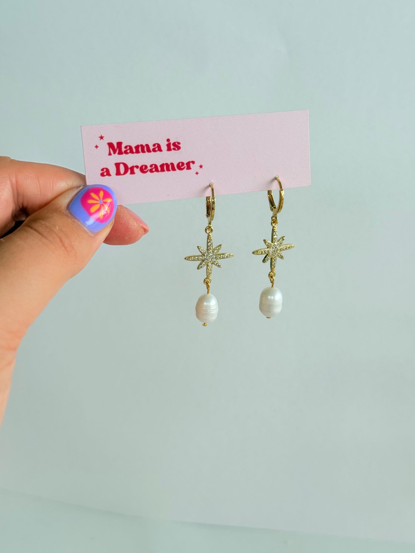Pearl & Star drop earring