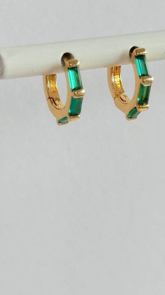 Green Huggie Hoops