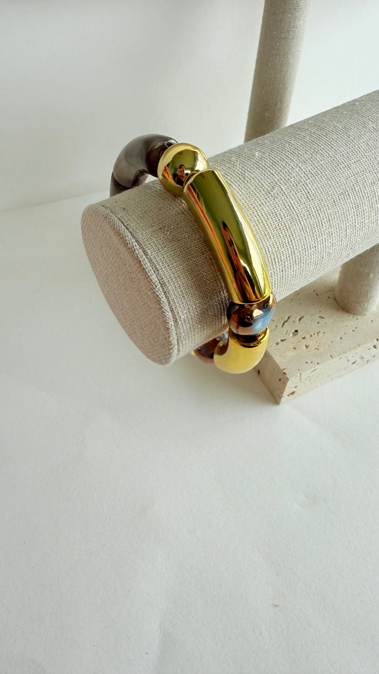 Bronze & gold acrylic tube bangle