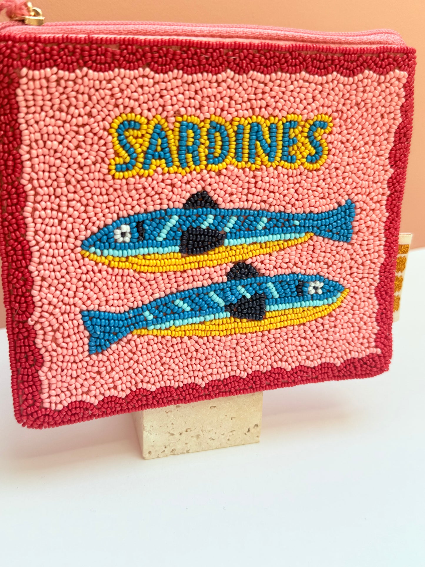 Sardines hand beaded purse