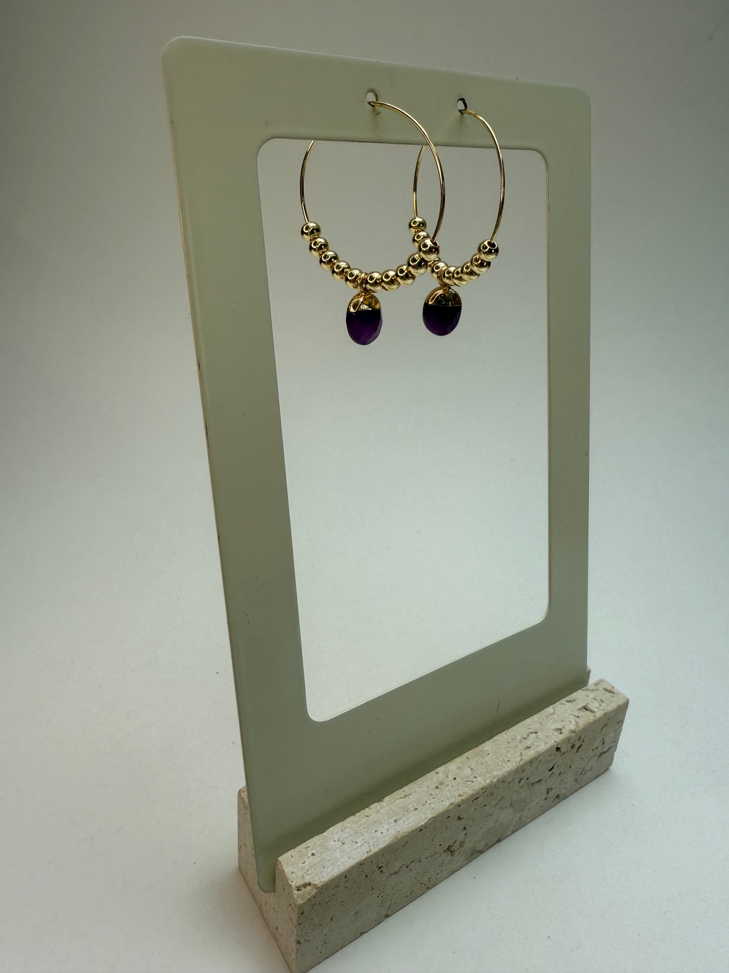 Magenta stone Hoops