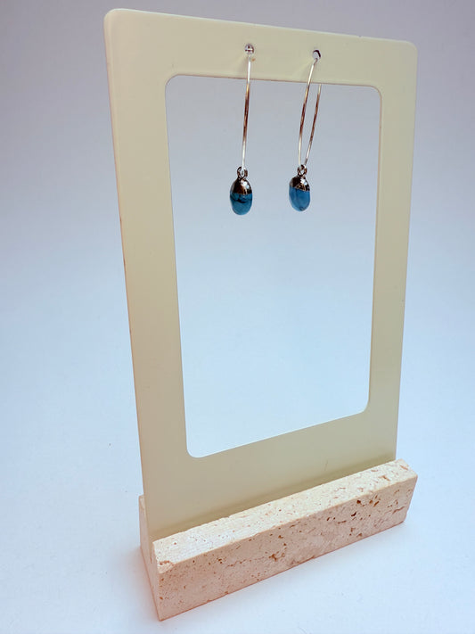 Turquoise natural stone charm Hoops