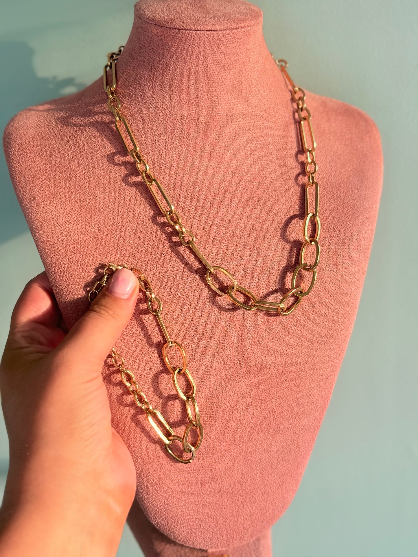 Large gold link bracelet