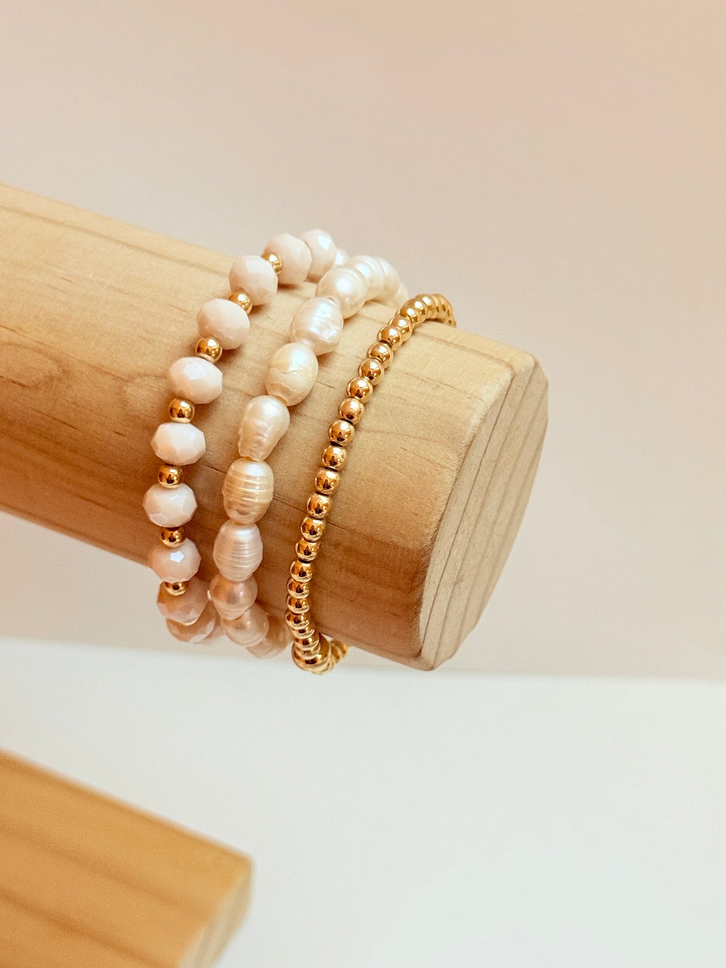 Milky peach crystal bracelets