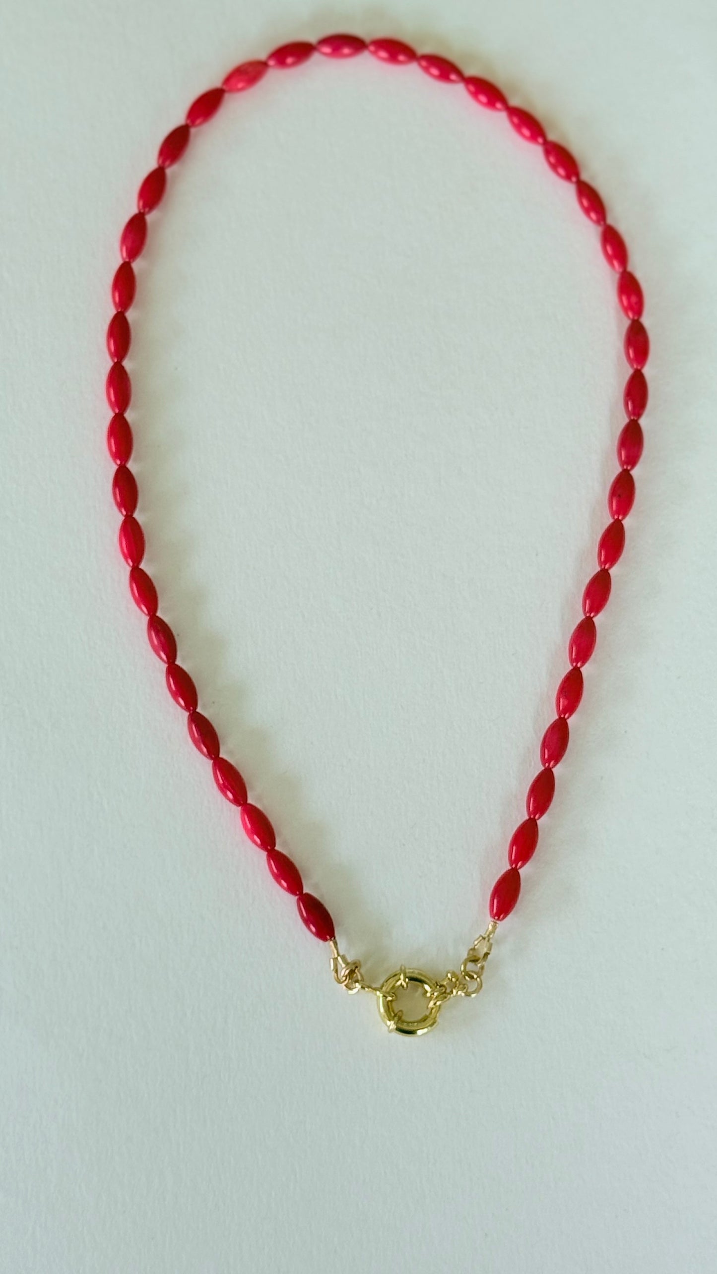 Red bamboo coral necklace