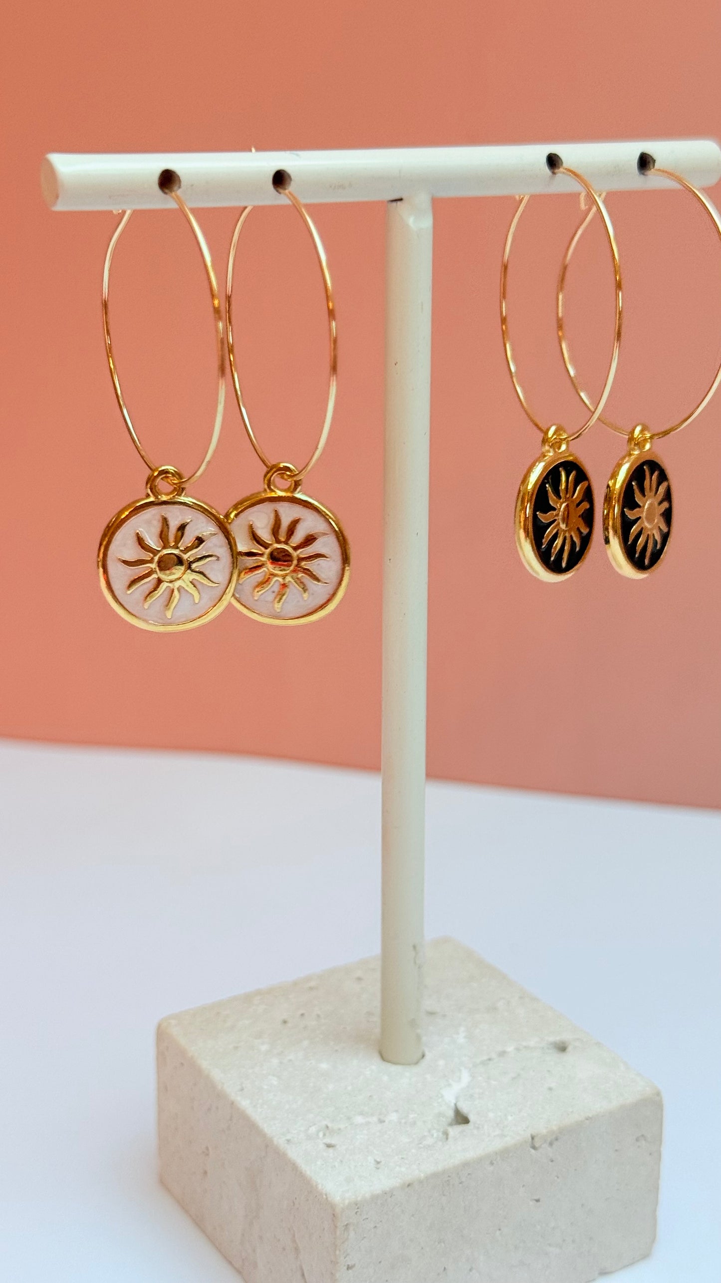 Cream sunshine hoop Earrings