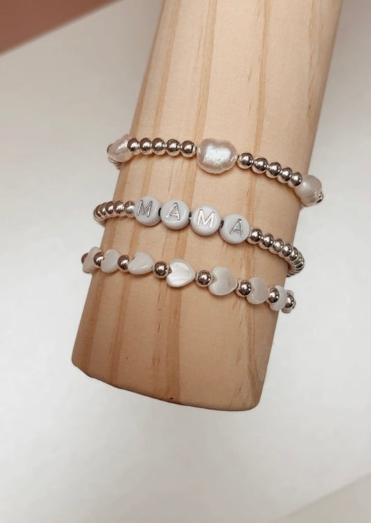 Silver shell heart bracelets