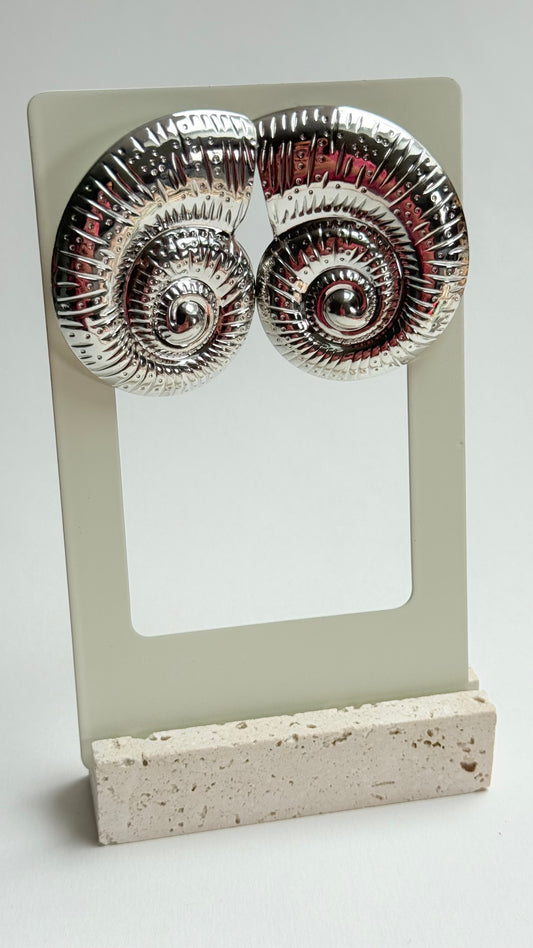 Oversized Silver shell earrings