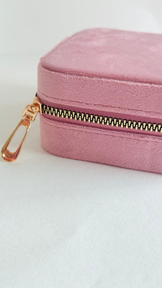 Blush velvet travel box