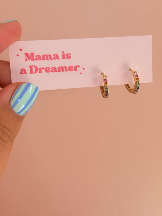 Gold Rainbow huggie Hoops