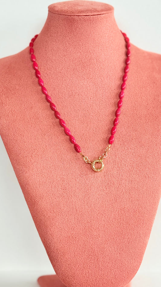 Red bamboo coral necklace