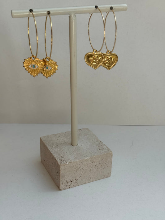 Evil eye Heart Earrings