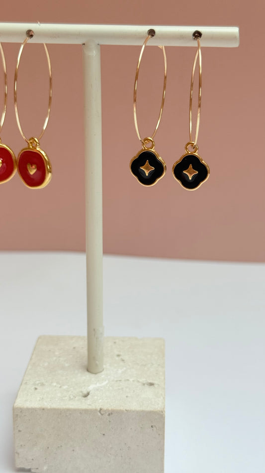 Black star charm Hoops