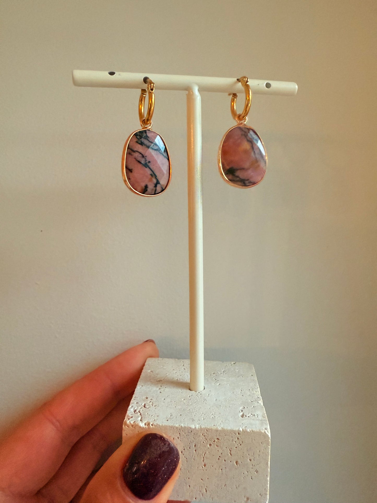 Gemstone pendant mini hoop