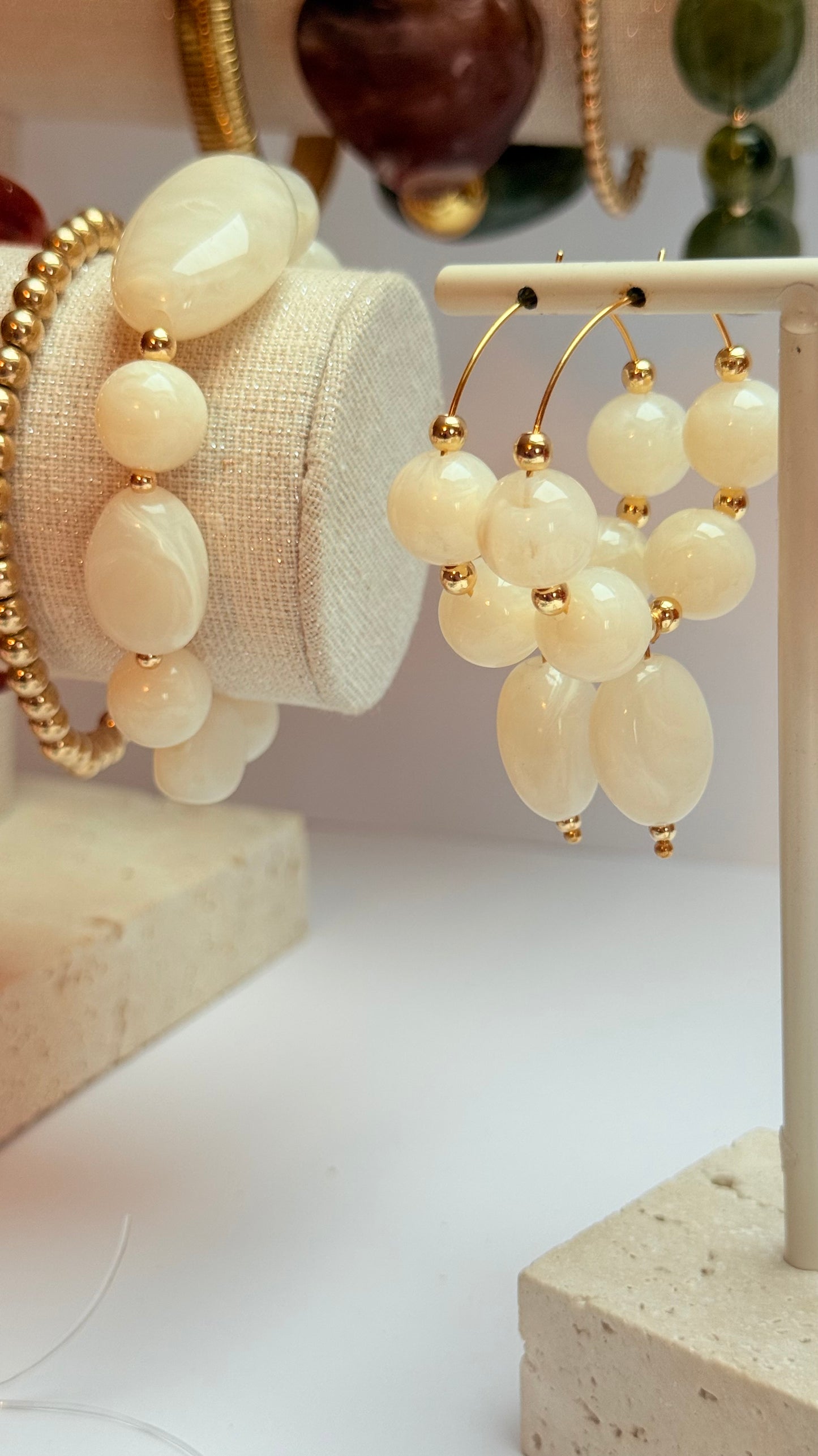 Off white acrylic & gold filled bracelet