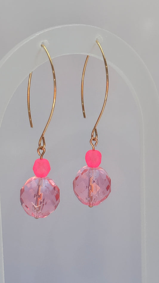 Pink palms Marquise earrings
