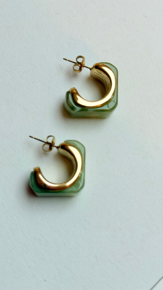 Green resin Earrings
