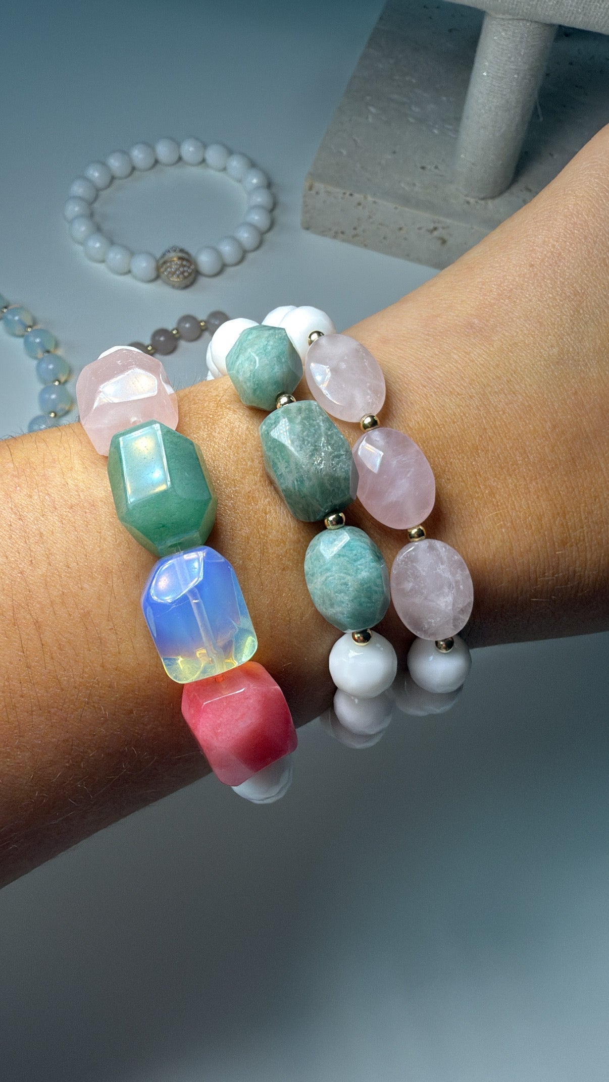 Rose quartz Trio bracelet