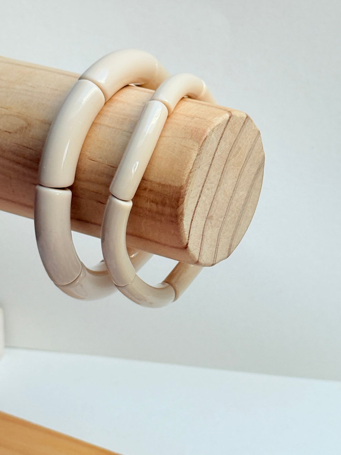Beige acrylic tube bangle