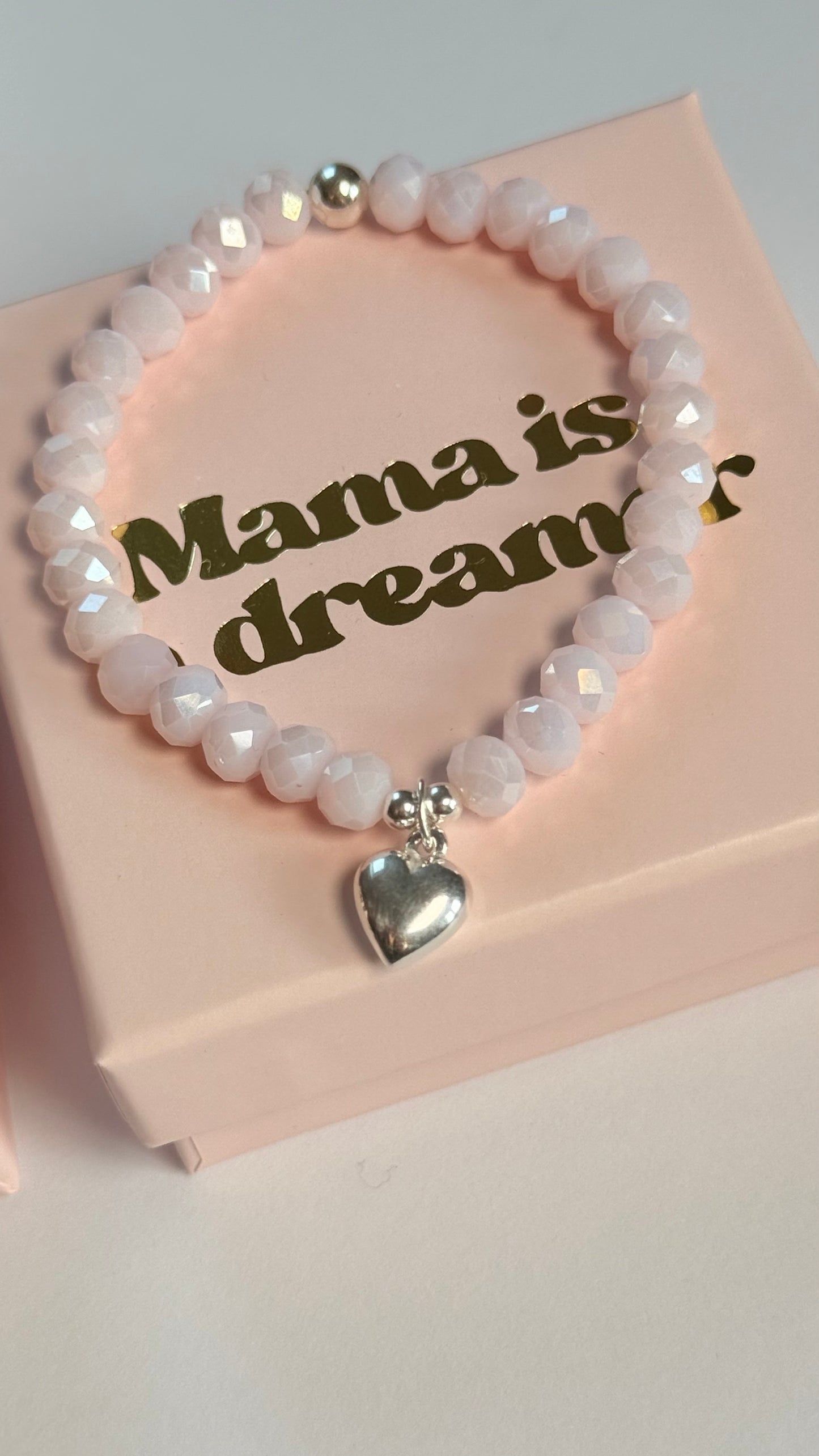 Pink crystal heart charm bracelet (Communion/Confirmation)