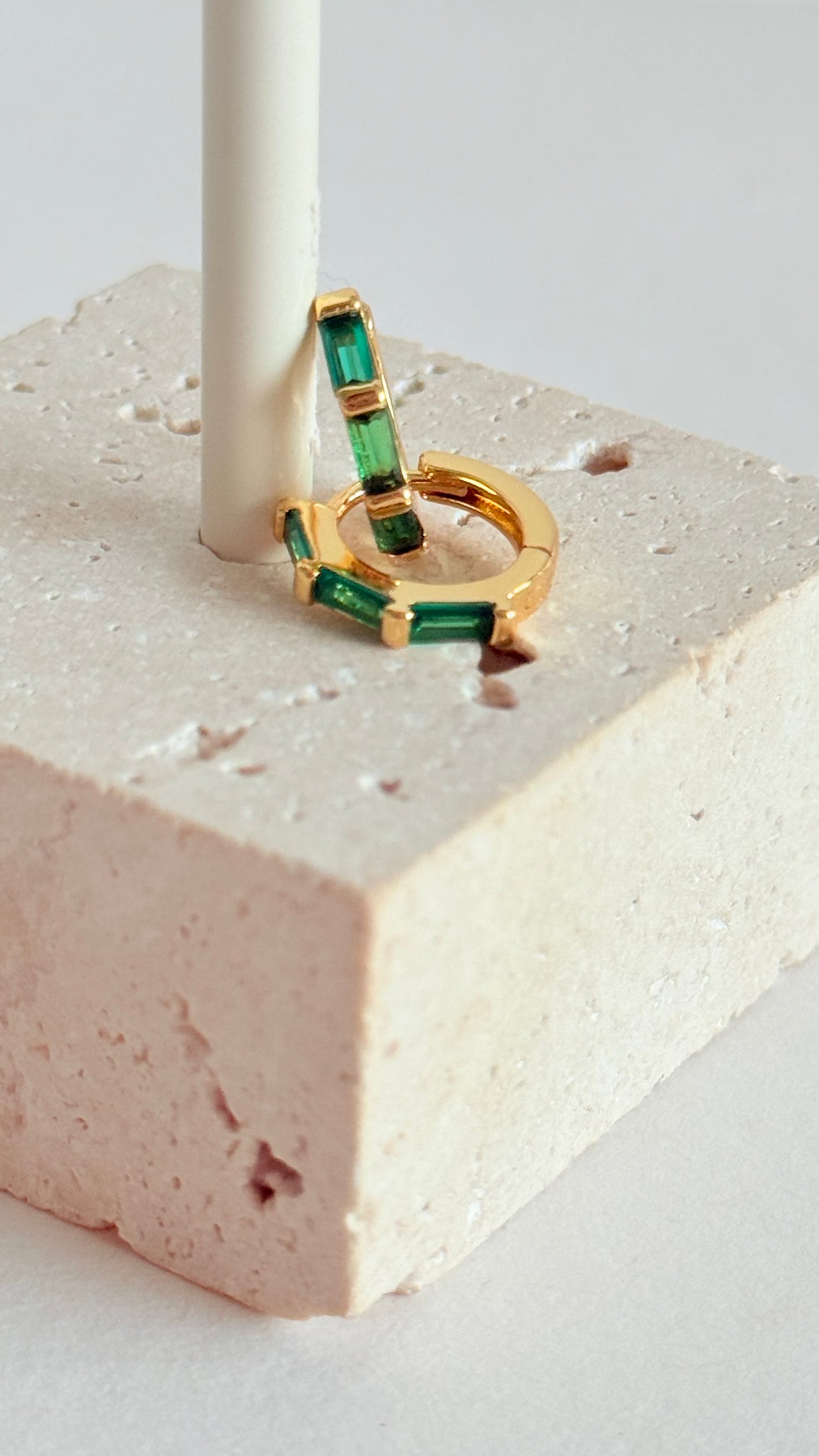 Green Huggie Hoops