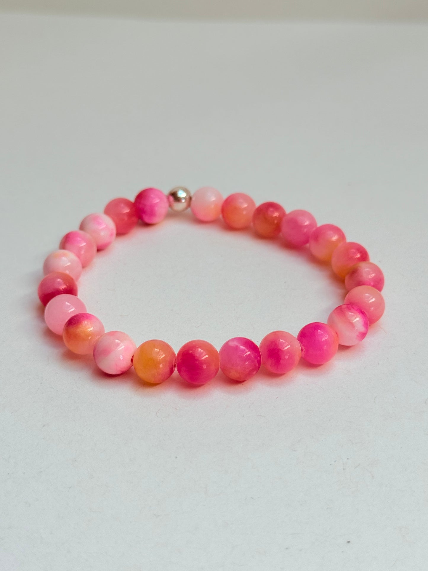 Natural stone pink watercolour bracelet