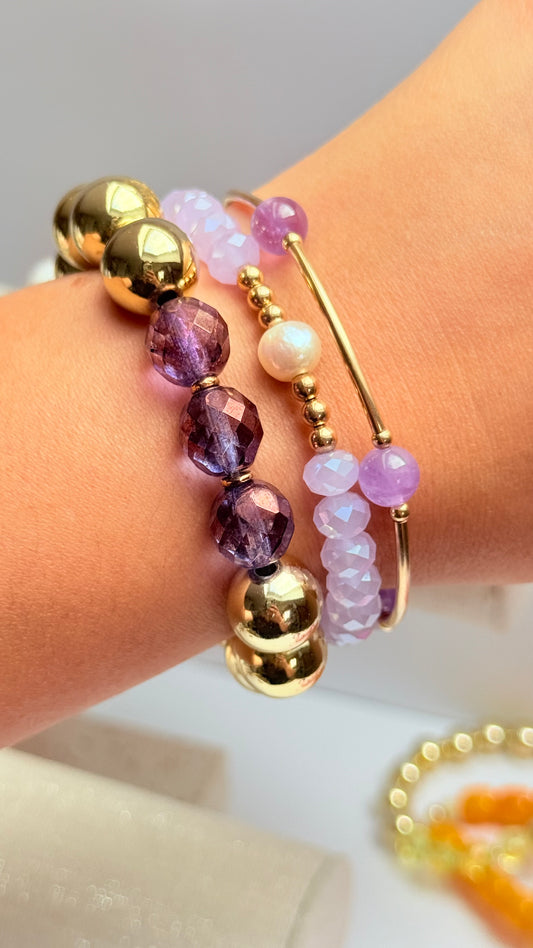 Amethyst & gold filled tube bracelet