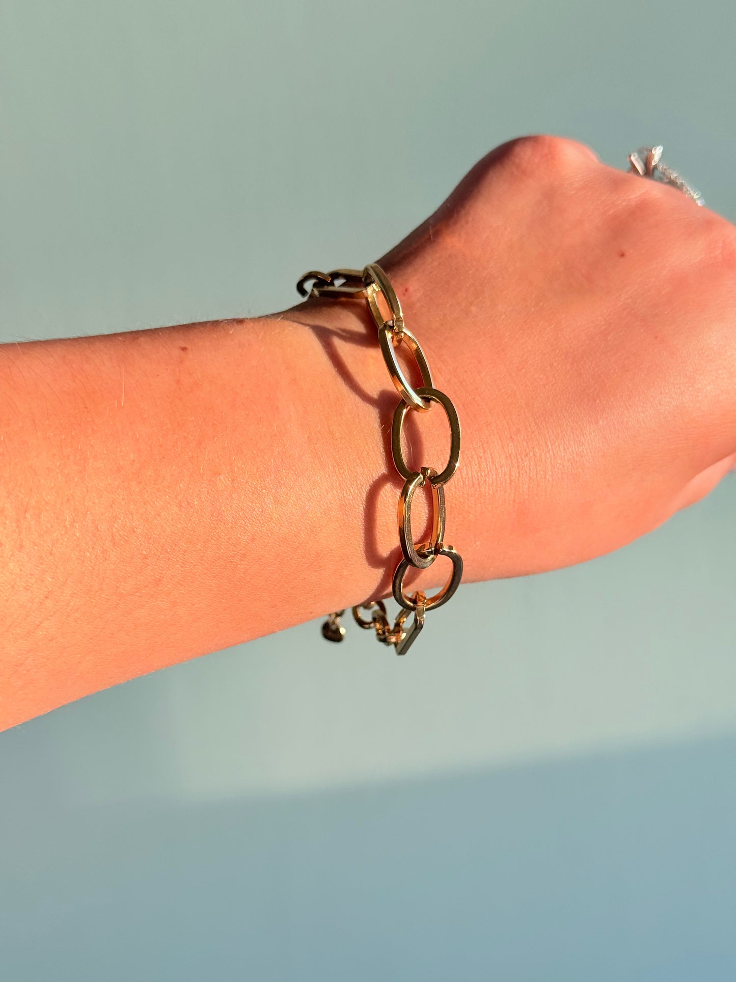 Large gold link bracelet