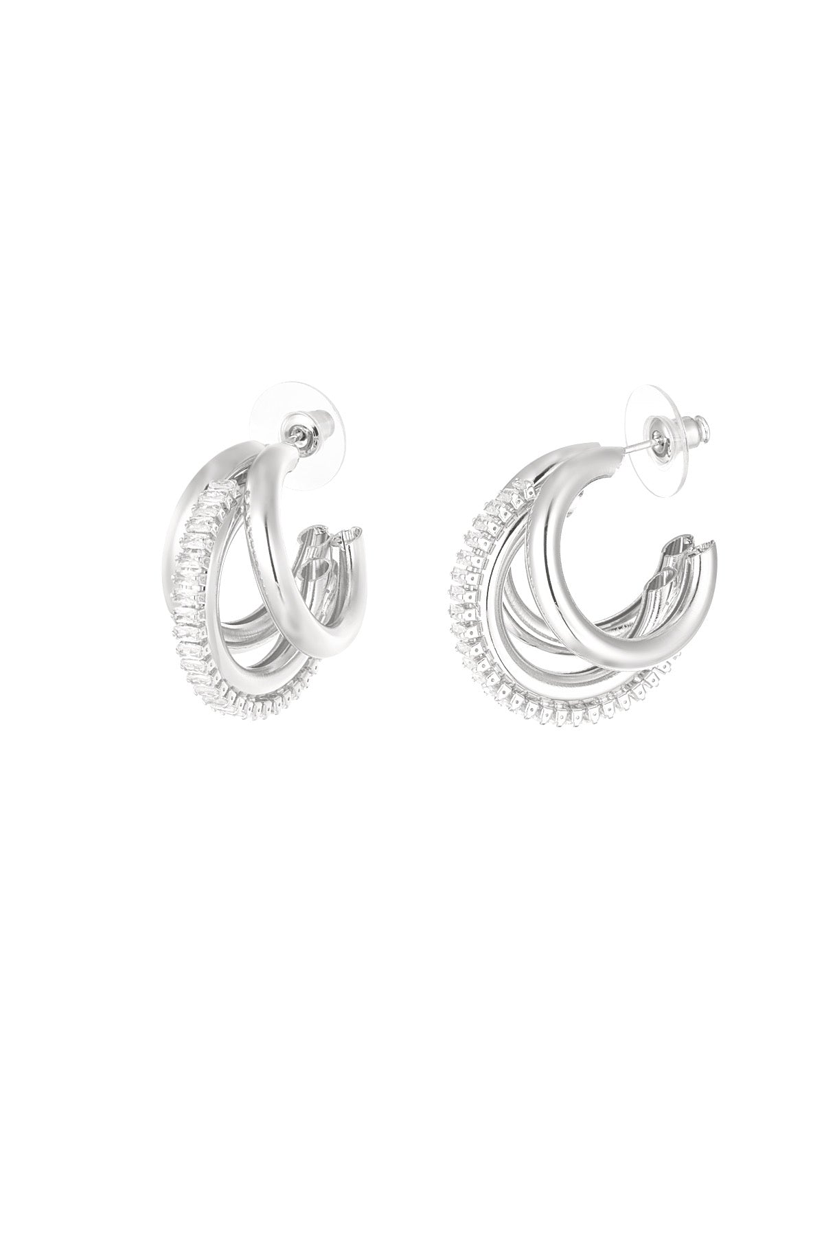 Silver three prong hoop