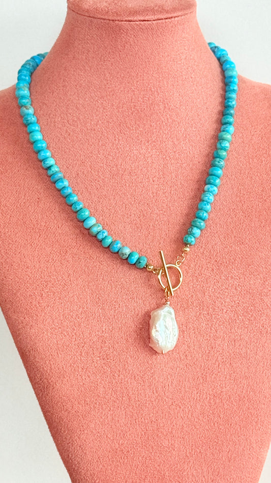 Turquoise howlite rondelle necklace