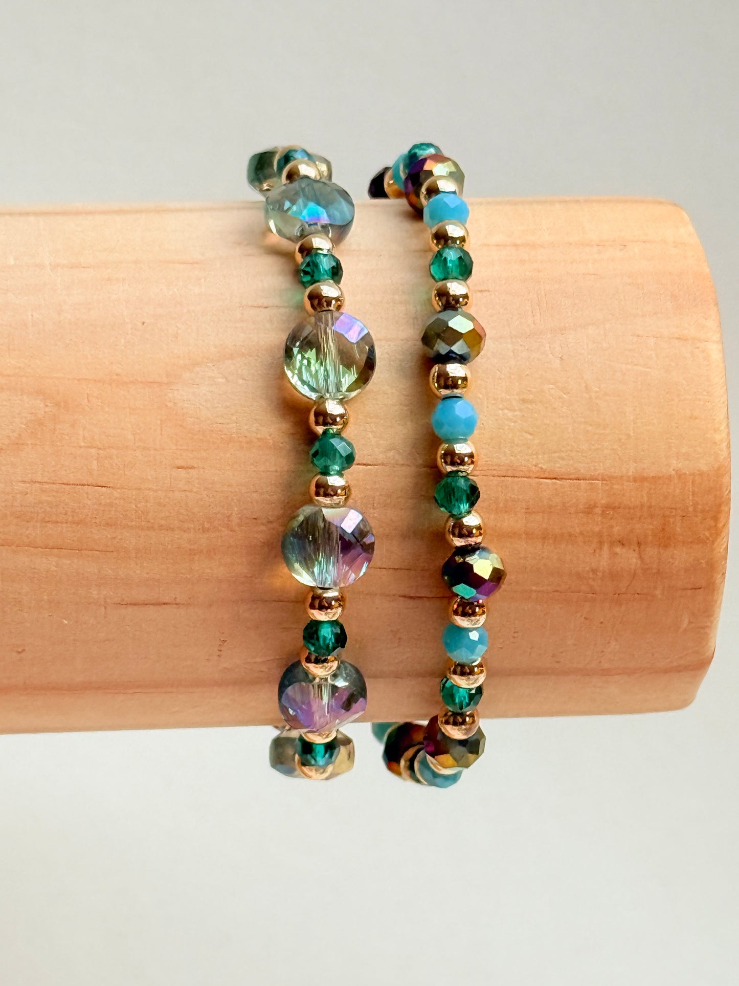 Teal sparkle crystal bracelet two piece