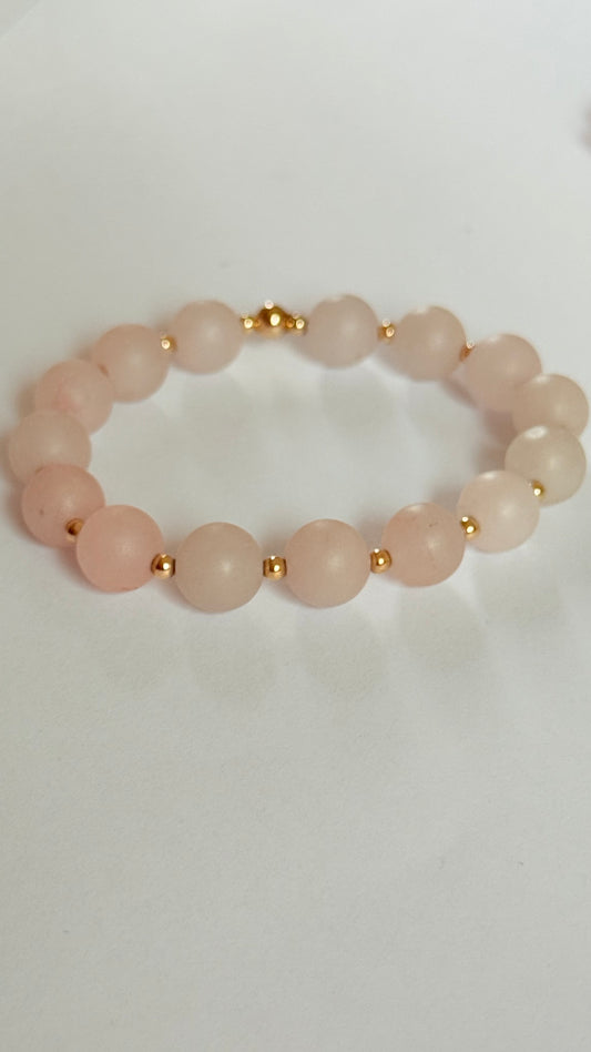 Frosted rose quartz bracelet