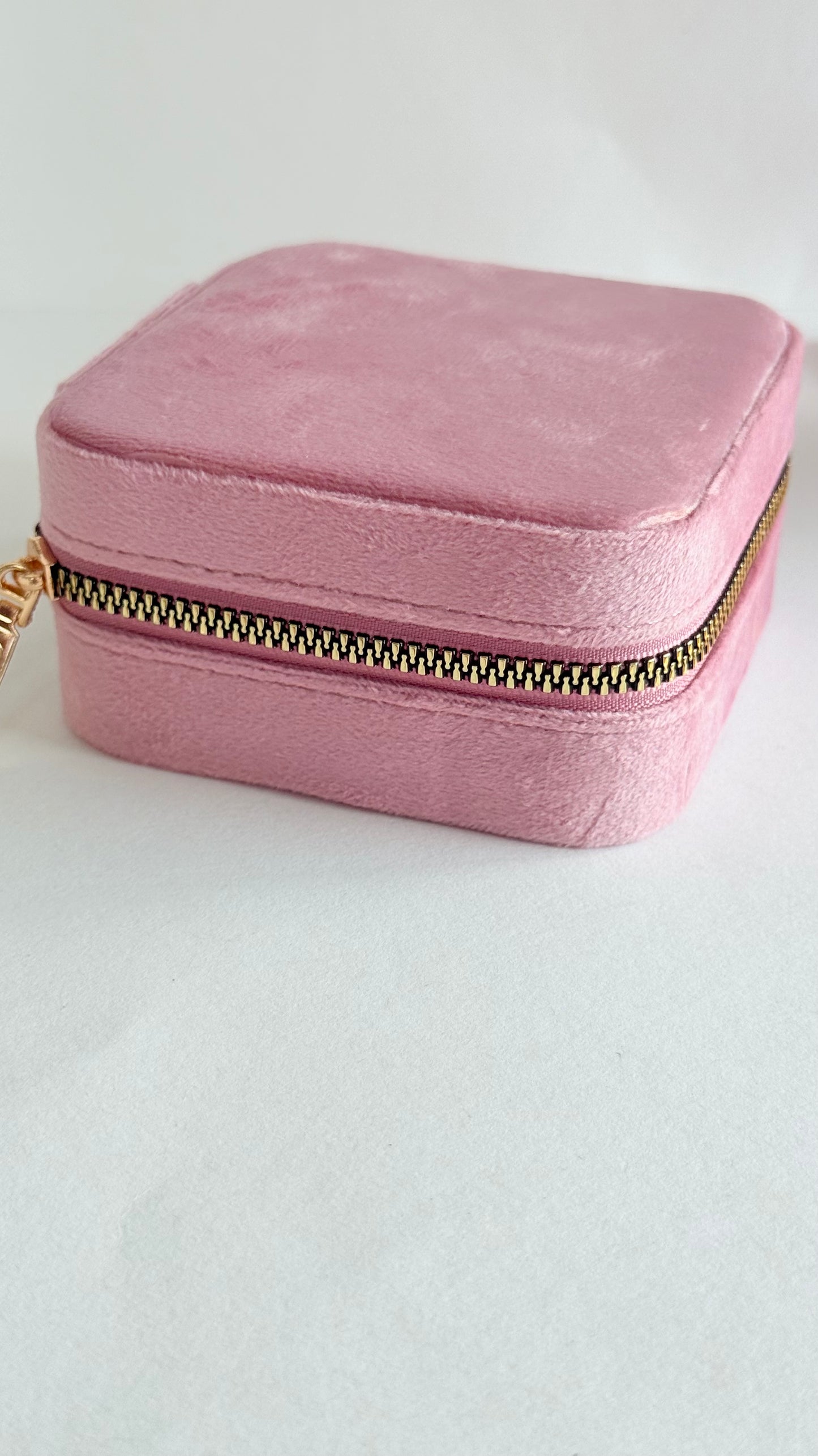 Blush velvet travel box