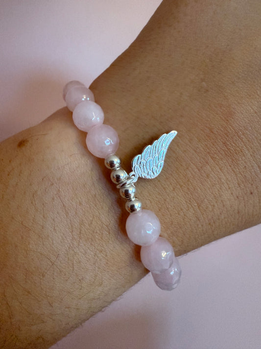 Angel feather with Rose Quartz bracelet
