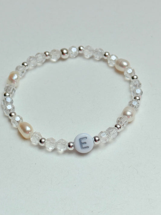 Crystal & silver communion or confirmation bracelet