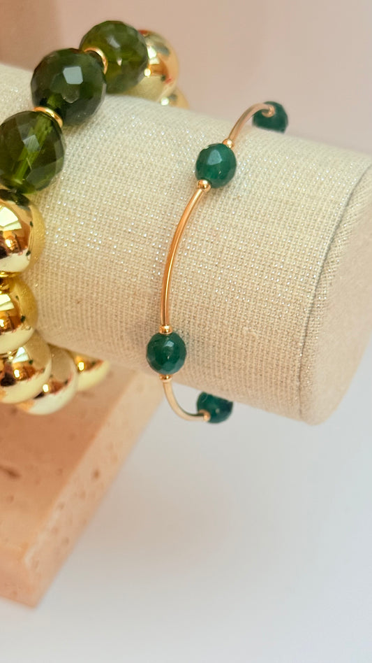 Jade & gold filled tube bracelet
