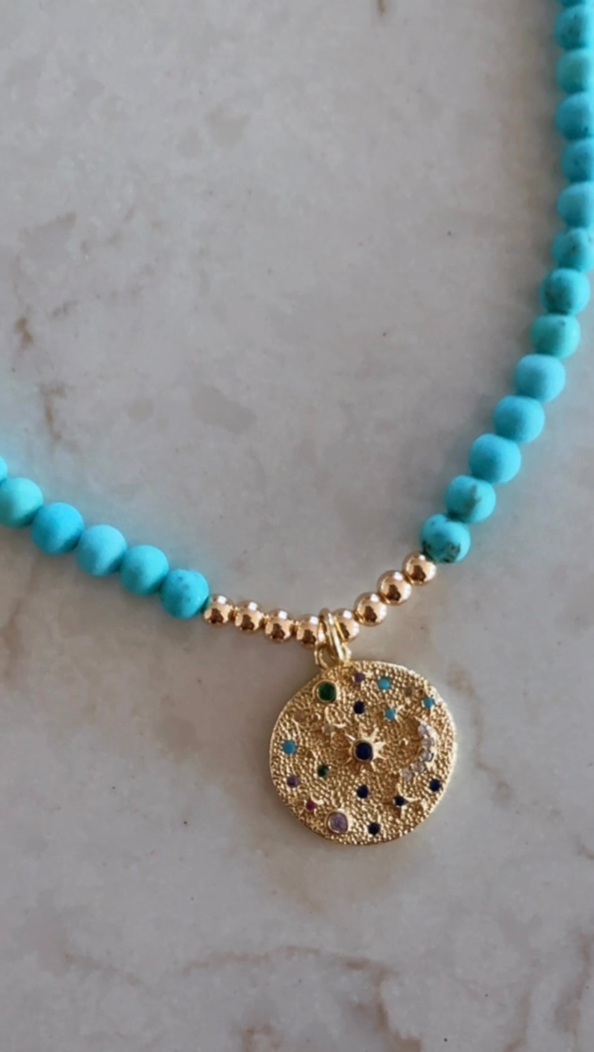 Turquoise celestial charm necklace