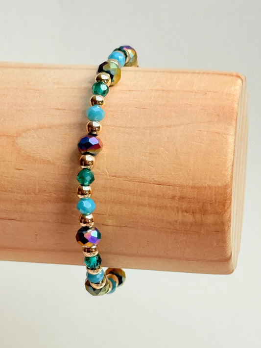 Teal sparkle crystal bracelet two piece