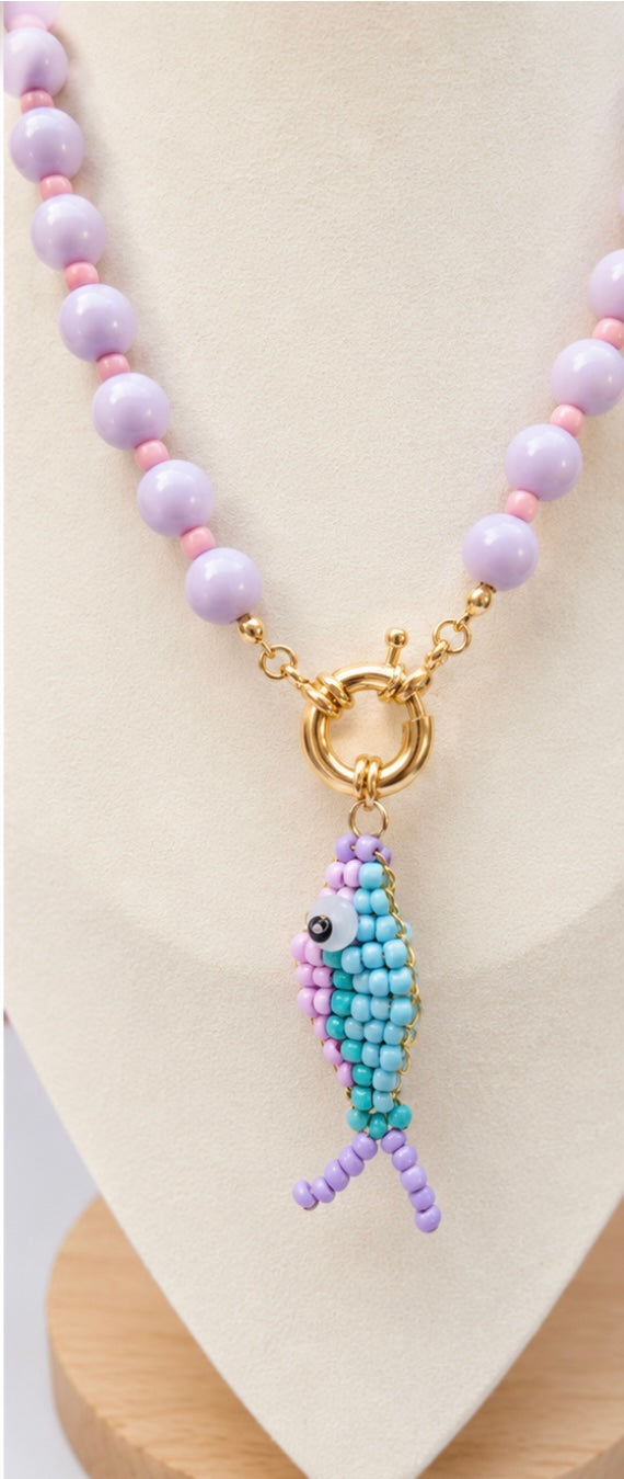 Lilac fish necklace