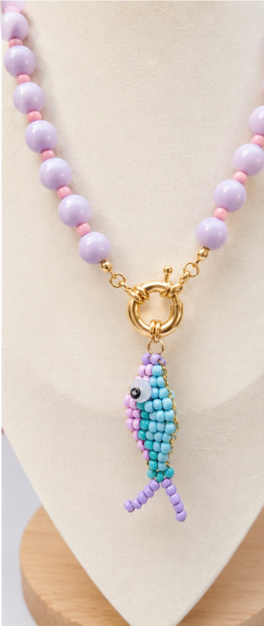 Lilac fish necklace