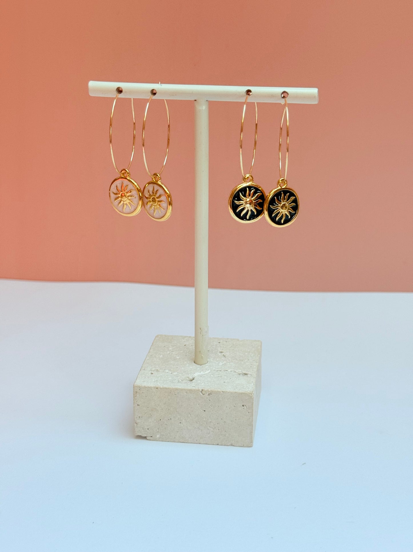 Black Sunshine hoop Earrings