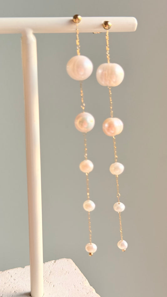 Pearl chain drop earrings