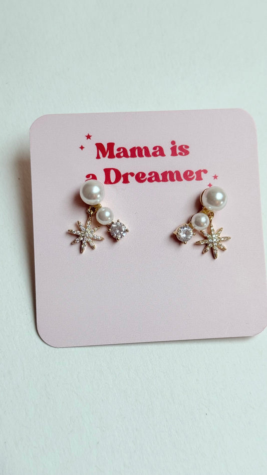 Pearl star earrings