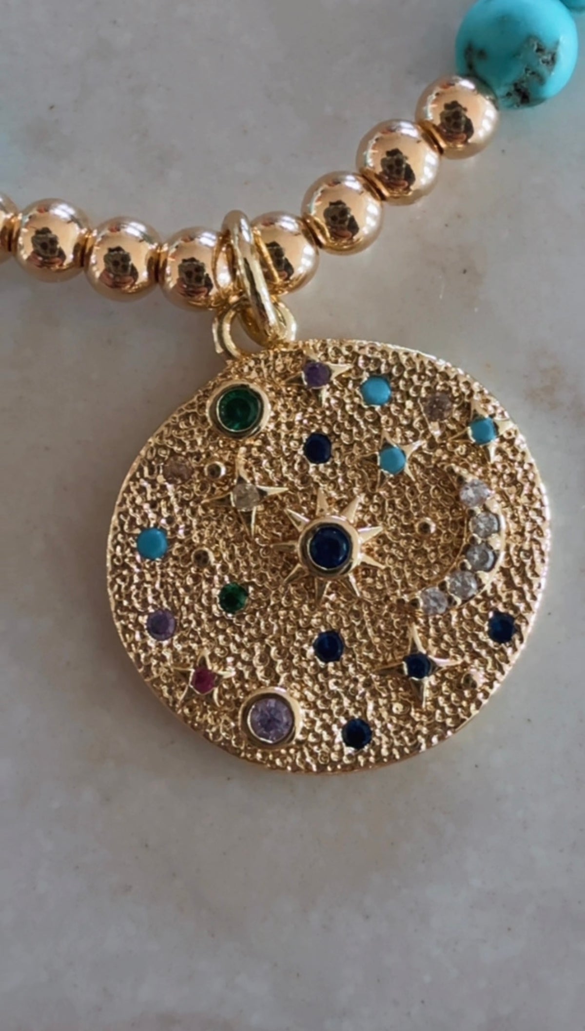 Turquoise celestial charm necklace