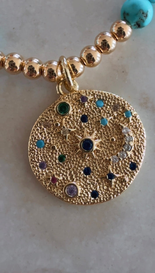 Turquoise celestial charm necklace