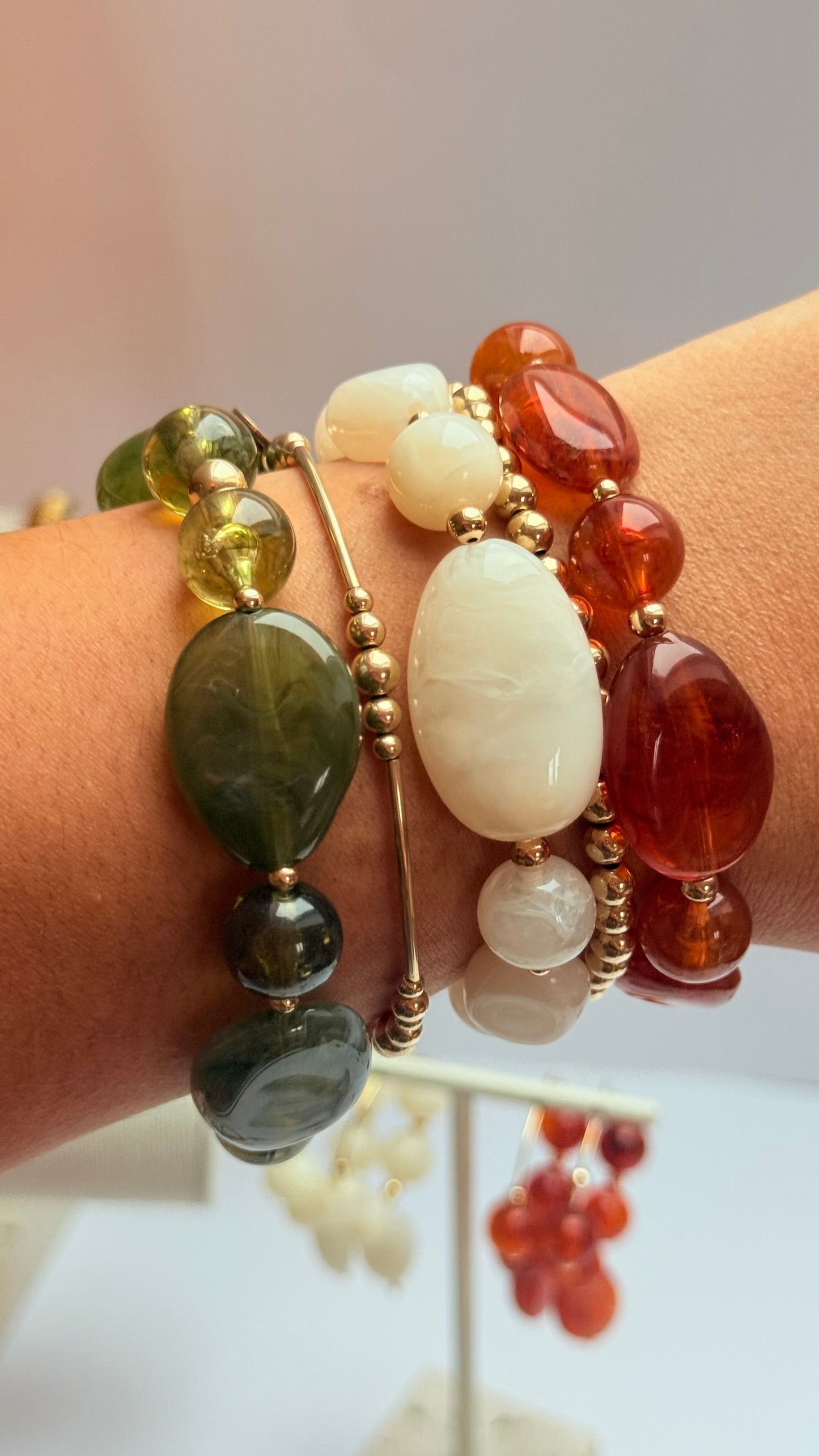 Amber acrylic & gold filled bracelet